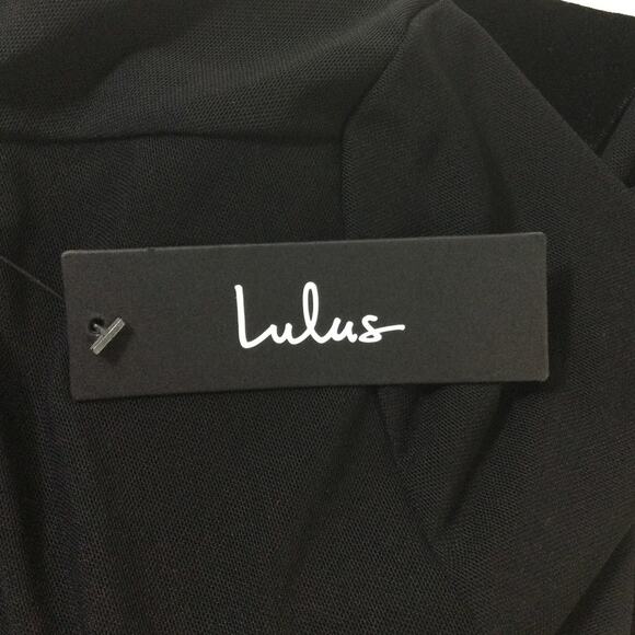 LULUS SZ L Sensational Situation Black Velvet Feather Bustier Midi Dress NWT 0B5 - Picture 9 of 12